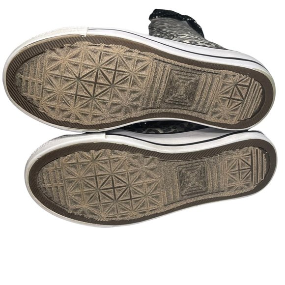 Mengsai Boots Girls Size 2 leopard Print Sneakers Mid Knee High Canvas - Picture 5 of 8